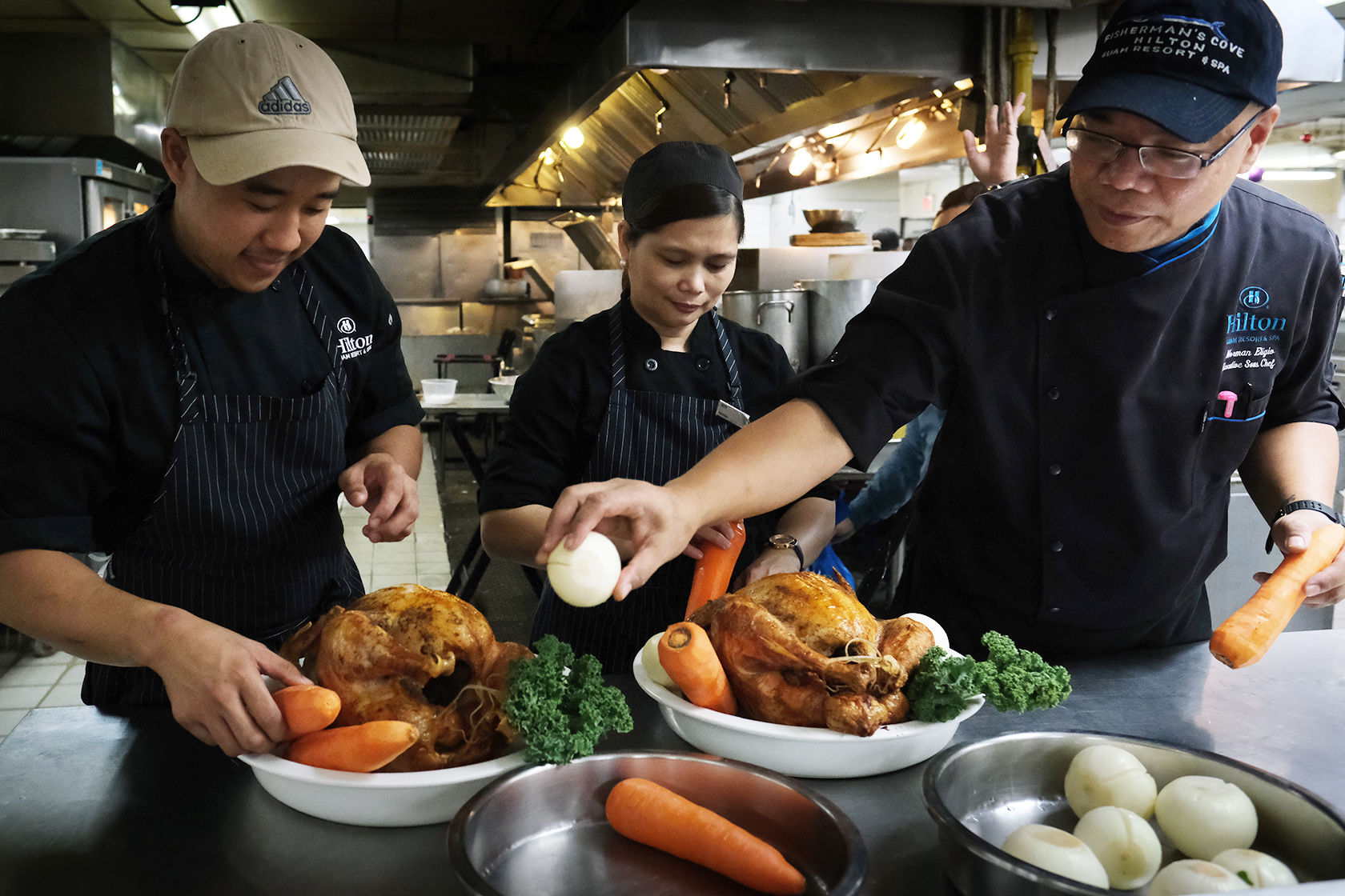 Roast turkey assembly at Hilton